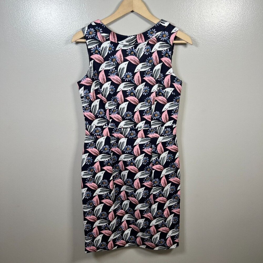 Boden Martha Sheath Dress Size 6R Blue Retro Mod Twee Work Career Floral